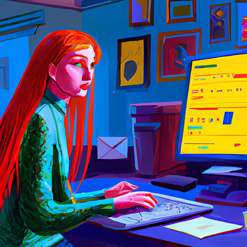 How to Get the Most Out of Microsoft Outlook - IT Support Company Manchester - Inology IT Woman sat at a PC screen looking into her email program